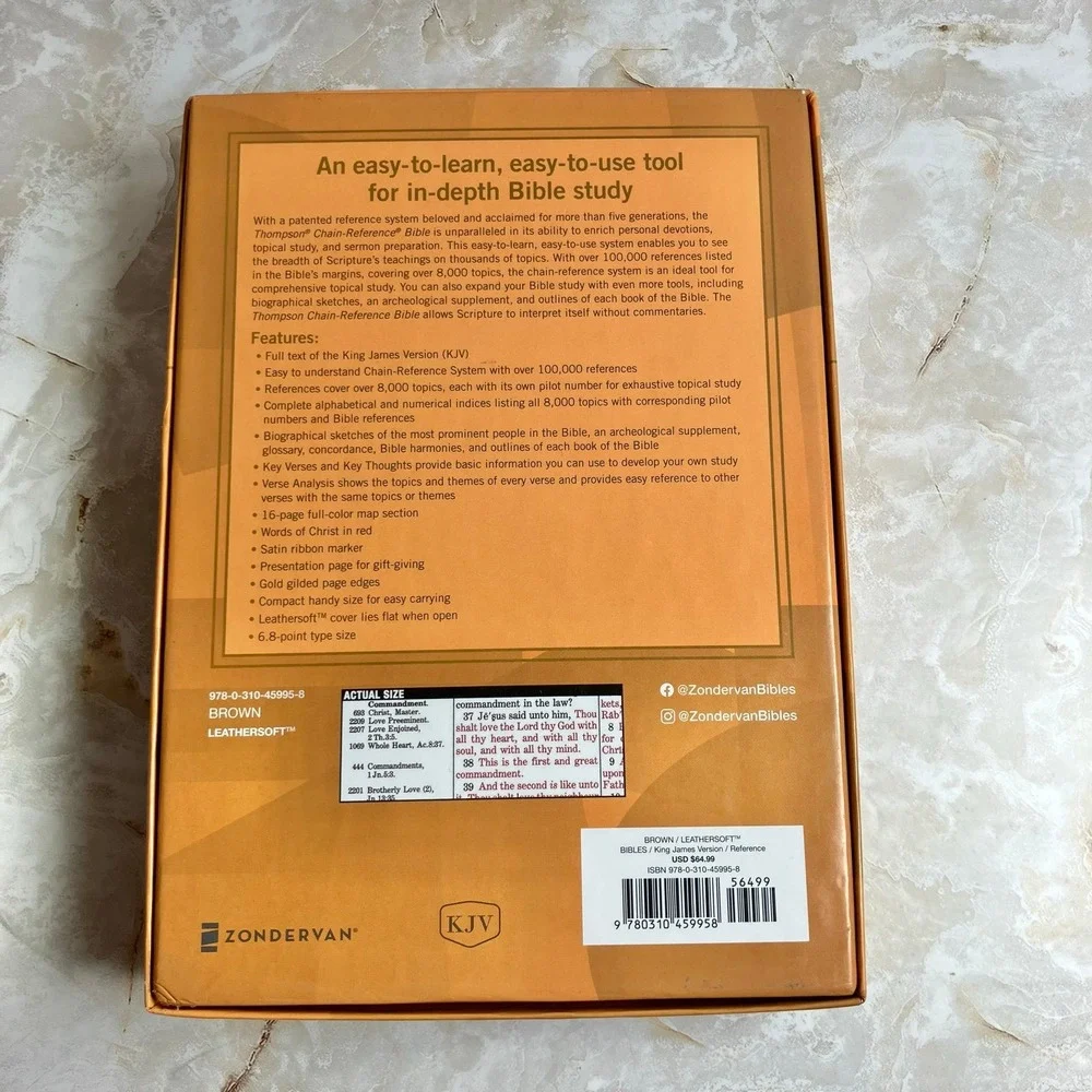 Thompson Chain-Reference Bible KJV Leathersoft Brown Red Letter Handy Size